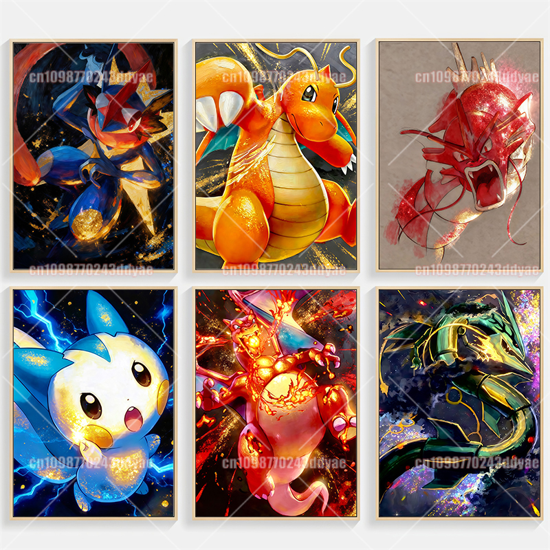 Anime Poster Print - Classic Retro Pokemon Anime Comic Glitter