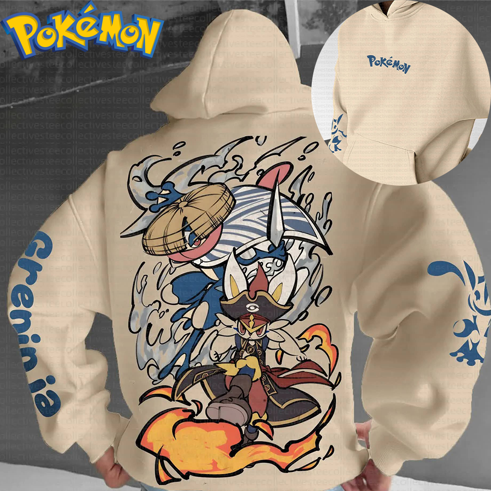 Anime Merch Hoodie - Pokemon Anime Greninja Incineroar Cotton Hoodie