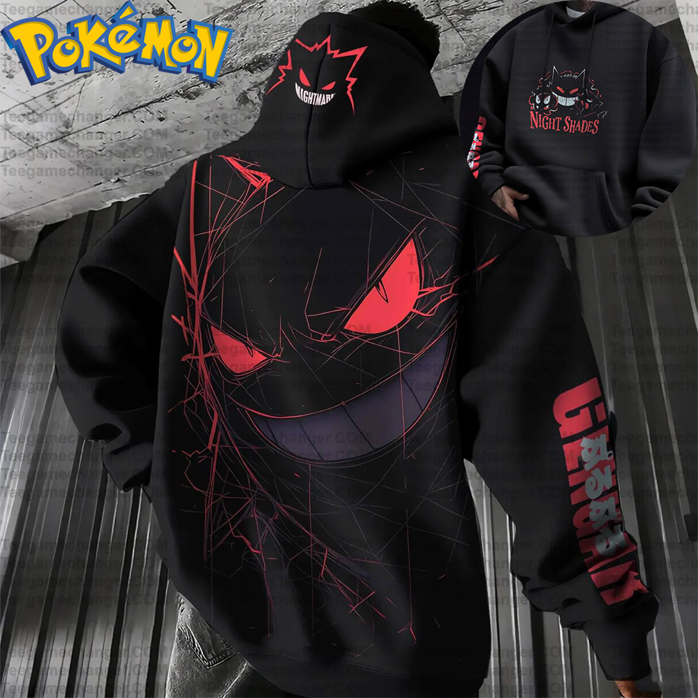 Anime Merch Hoodie - Pokemon Anime Gengar Cotton Hoodie Harajuku