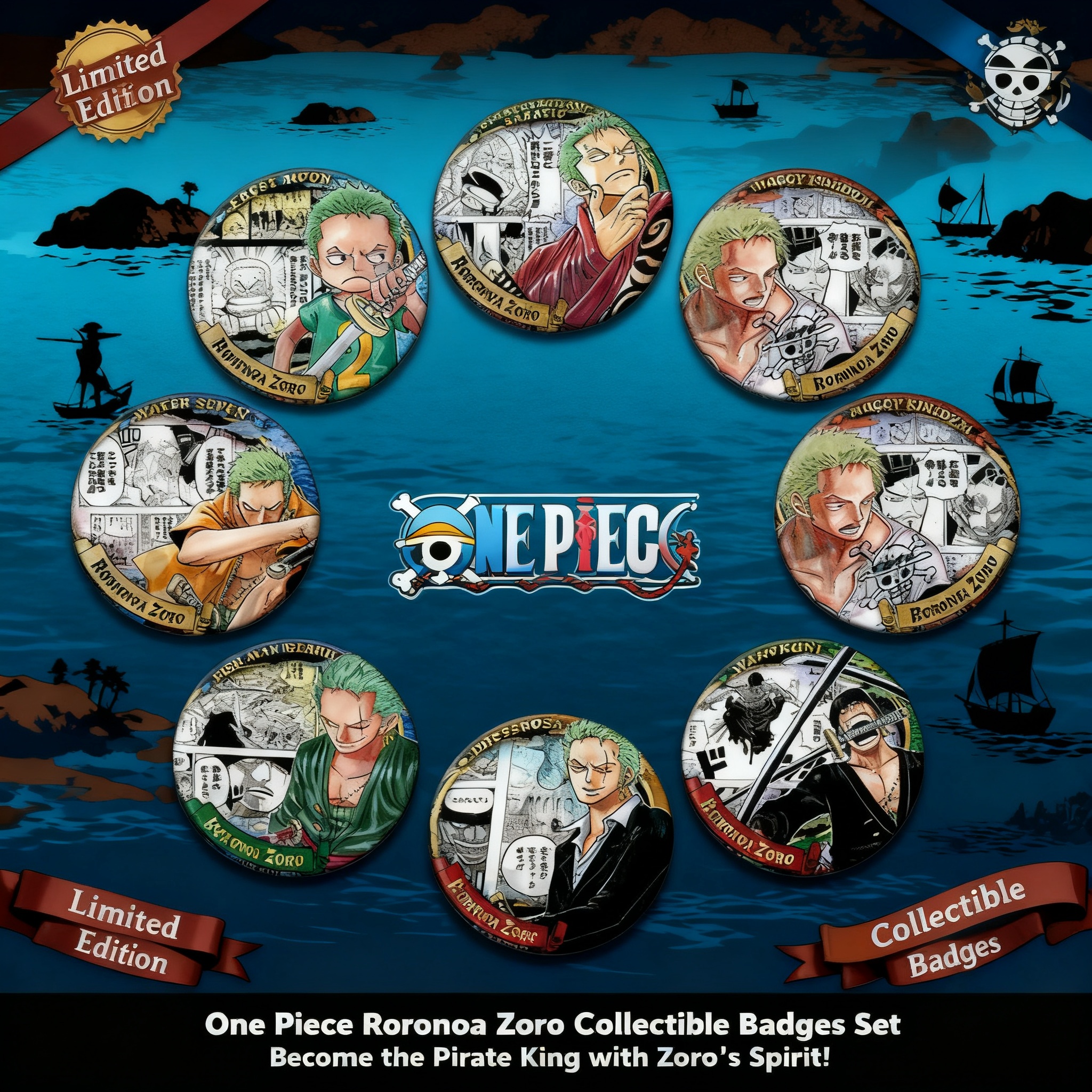 Anime Merchandise Figures - One Piece Anime Zoro Figure Badge